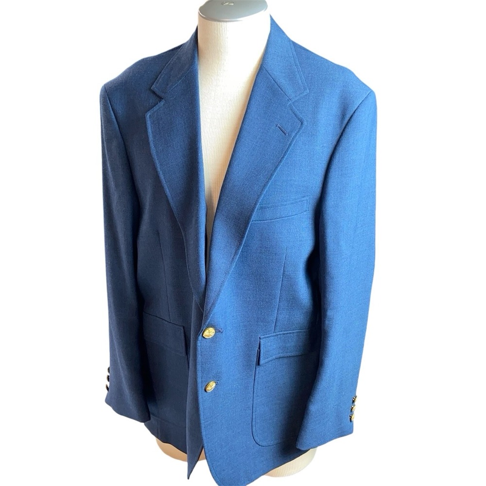 London Fog Suit Jacket Blazer 44R Navy Blue Men's Vintage Classic Sport Coat